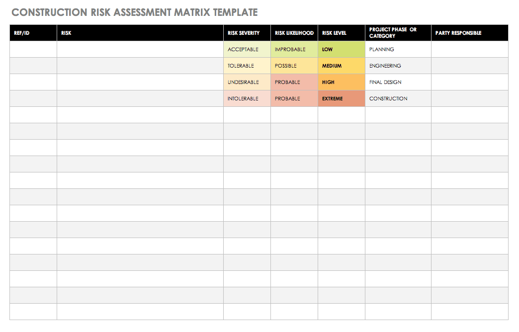 有限公司nstruction Risk Assessment Matrix Template